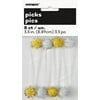 Gold and Silver Metallic Pom Pom Cupcake Toppers / Picks (8ct)