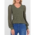 thumbnail image 4 of Women Long Sleeve Fall Lace Tops 2025 Fashion V Neck Sweaters Dressy Casual Winter Trendy Outfit  Green XXL, 4 of 6