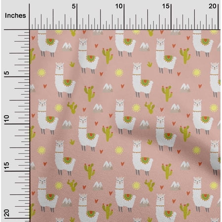oneOone Polyester Lycra Peach Fabric Cactus & Sheep Sewing Fabric By The Yard Printed Diy Clothing Sewing Supplies 56 Inch Wide