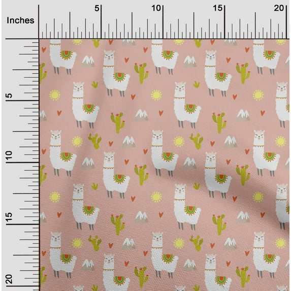 oneOone Cotton Flex Peach Fabric Cactus & Sheep Diy Clothing Quilting Fabric Print Fabric By Yard 40 Inch Wide