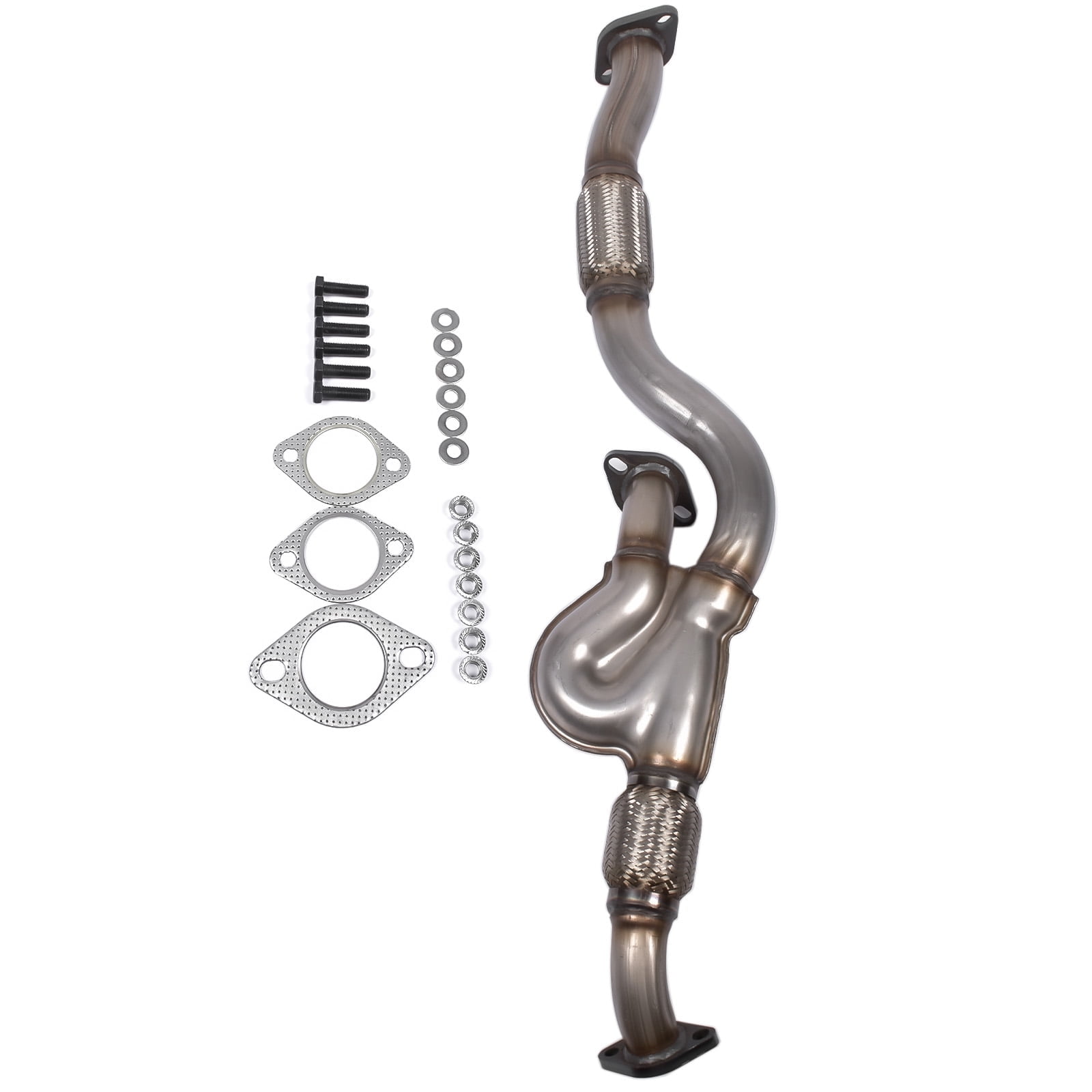 NEWZQ Front Exhaust Pipe for Hyundai Tucson Kia Sportage Sport Utility 2.7L V6 2005-2008 Silver 1Pc