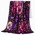 thumbnail image 2 of Purple Butterfly Peony Garden, Festive autumn celebration Scene, Warm Flannel Blanket for Living Room and Reading Nook with Detailed Artwork, Art Lovers autumn celebration Gift, Festive Home Decor, 2 of 9