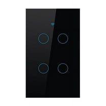 Tuya US Plug WiFi Smart Wall Switch 4 Gang No Neutral Wire Touch Sensor LED Light Switches Smart Home Black