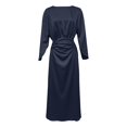 thumbnail image 5 of EliteGoogv Womens Shirt Dresses Short Sleeve Striped Patchwork Midi Dresses For Women Relaxed Loose Fit Summer Dresses Vacation Wedding Guest Dresses Navy, 5 of 6