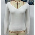 thumbnail image 6 of Lovskoo 2024 Sweaters for Women Hollow Out Sweater V Neck Long Sleeve Slim Fit Knitwear Casual Pullover Sweater White, 6 of 8