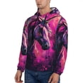 thumbnail image 2 of KLL Watercolor Painting White Horse Print Mens Hoodie Long Sleeve Casual Pullover Hooded Sweatshirt Fashion Drawstring Hoodies with Pocket-4X-Large, 2 of 6