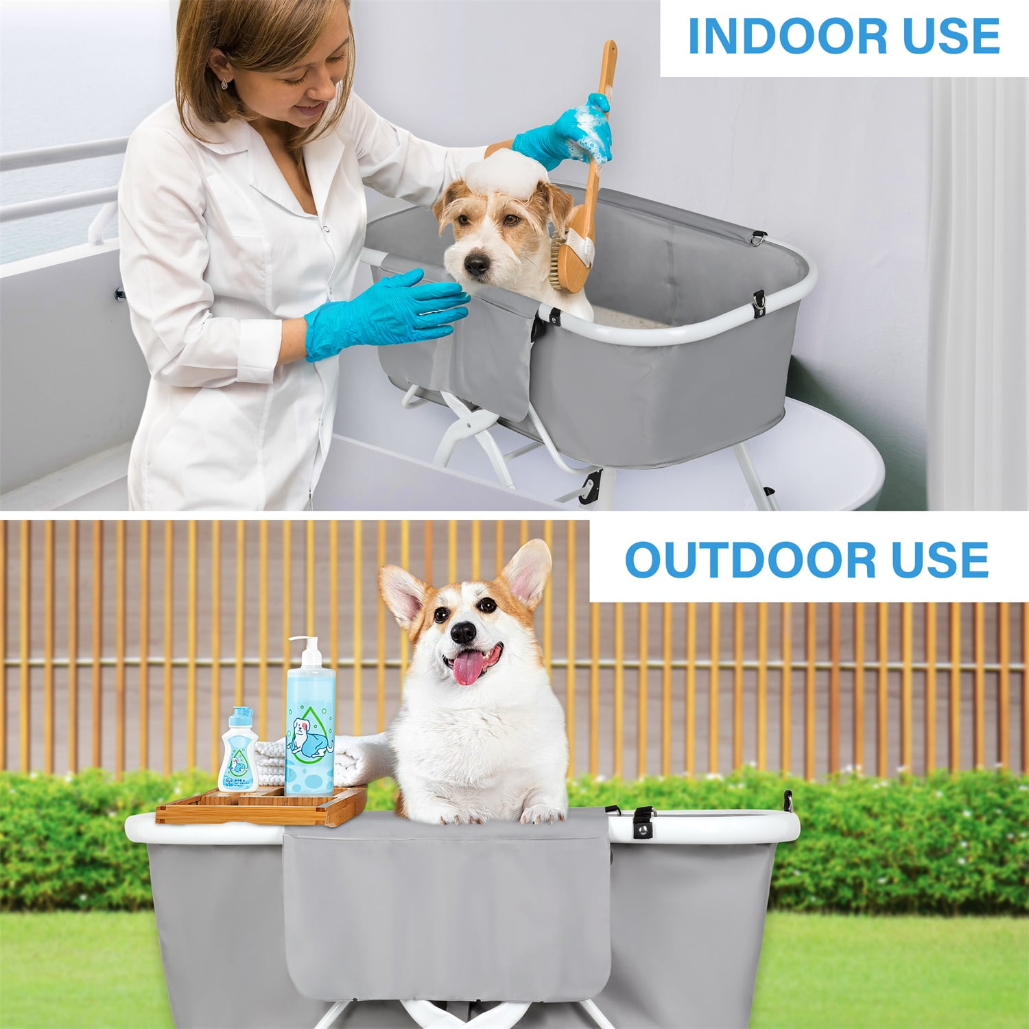Pefilos 40" Elevated Dog Bath Tub and Wash Station for Bathing Shower and Grooming for Small and Medium Size Dogs, Cats, Gray Pefilos 40" Elevated Dog Bath Tub and Wash Station for Bathing Shower and Grooming for Small and Medium Size Dogs, Cats, Gray