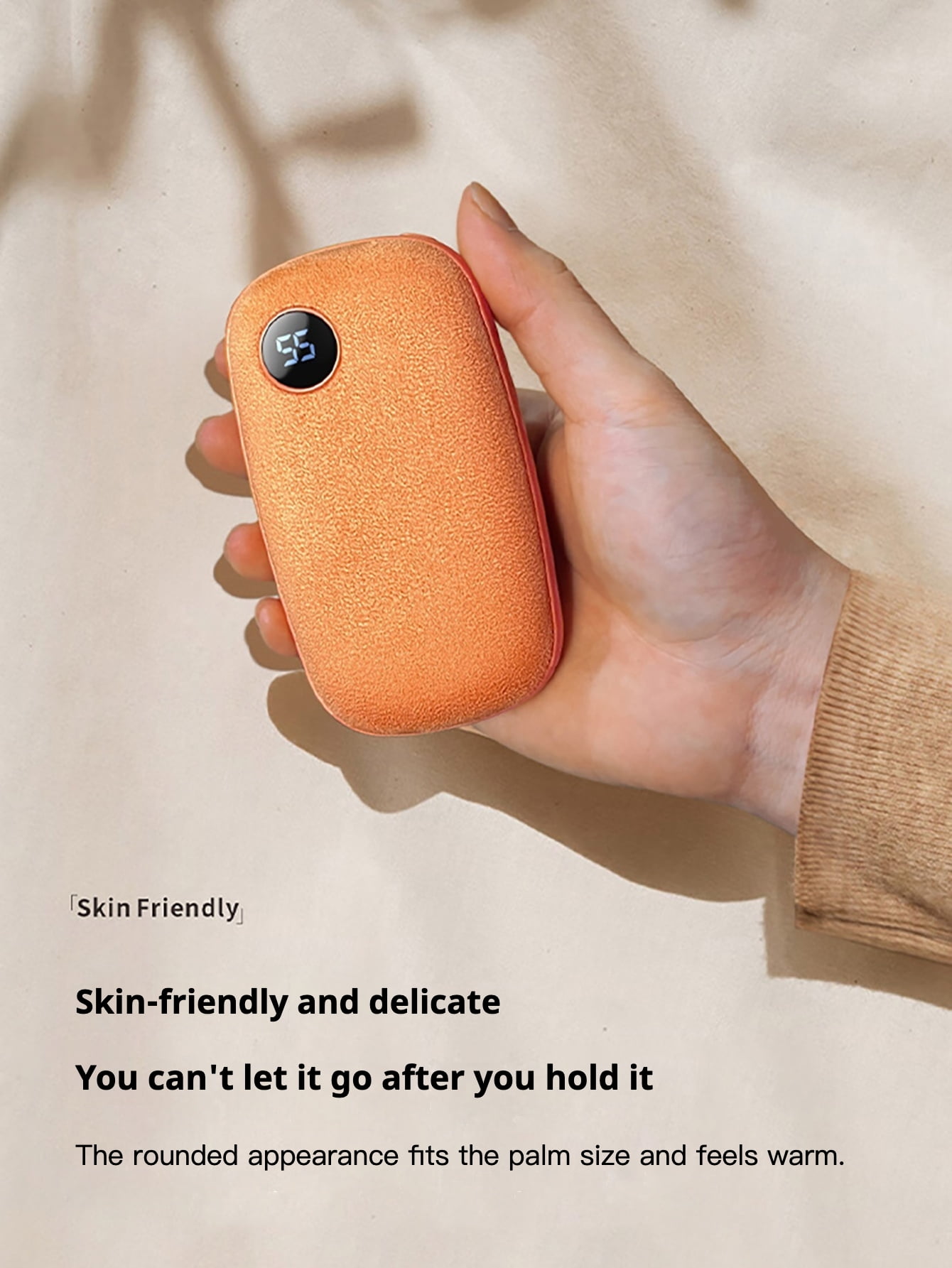 1PC Portable Hand Warmer with LED Display, Fast Heating USB Rechargeable Plush Handwarmer, Long-Lasting Battery, Compact Design for Outdoor Adventures