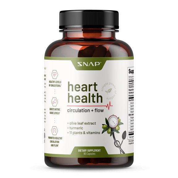 Snap Supplements Heart Health, Vitamins and Natural Plant Extracts, 90 Capsules