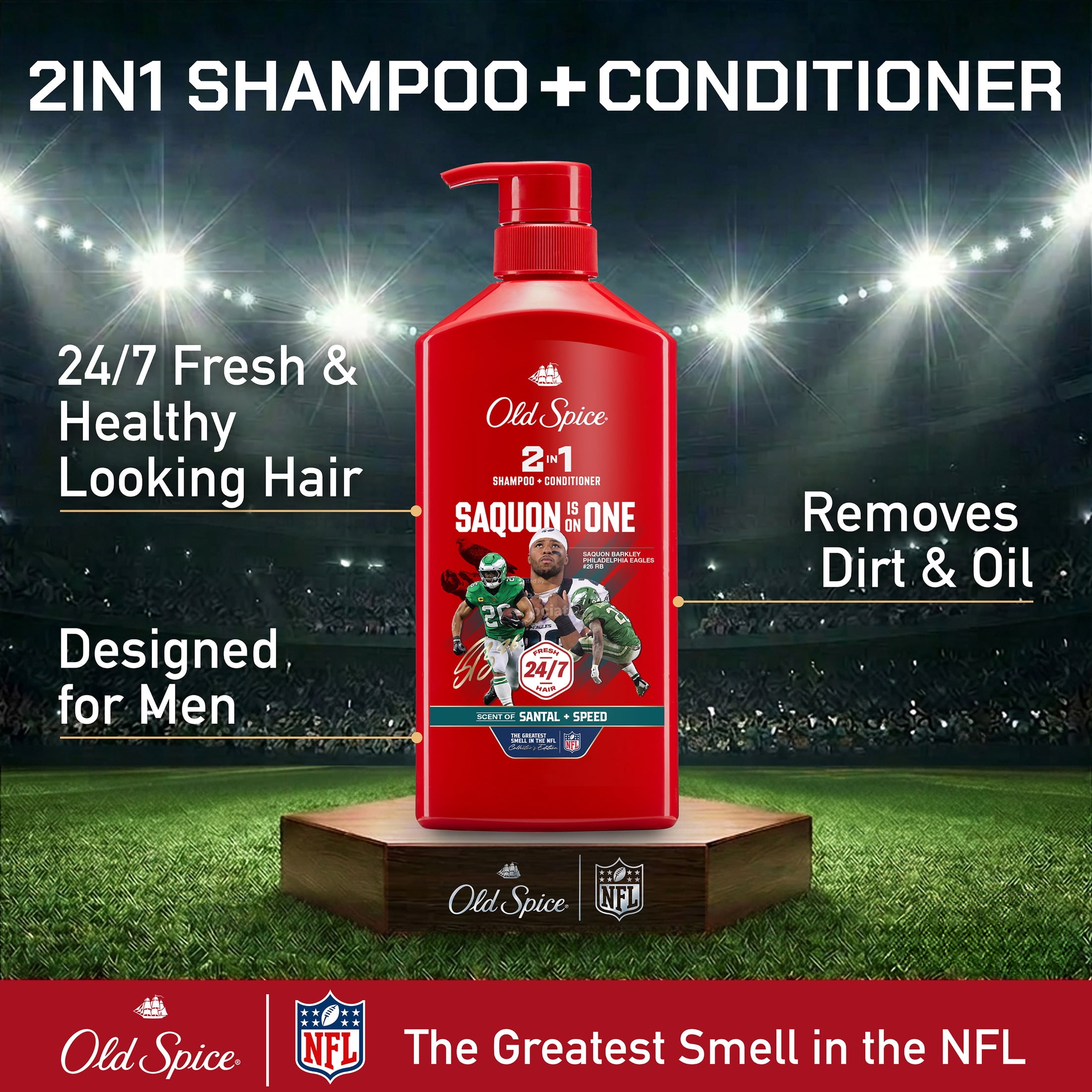 Old Spice 2 in 1 Mens Shampoo and Conditioner, Saquon Is On One, NFL Collection, 21.9 fl oz