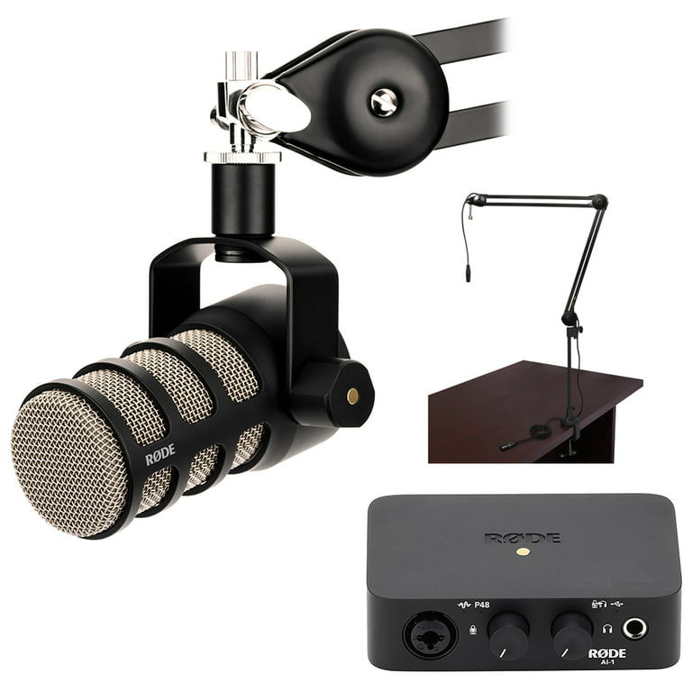 Rode PodMic Dynamic Broadcast Microphone and USB Interface Bundle