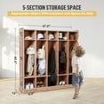 thumbnail image 3 of 5-Section Classroom Coat Locker, 10 Cubbies for Classrooms, Daycare Cubby with 4 casters, 5 Hooks and 2 Storage Boxes, for Home, School, Kindergarten, 3 of 6