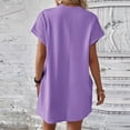 thumbnail image 4 of Nuoqisi Summer Dresses for Women Casual Short T Shirt Dress Short Sleeve Round Neck Straight Loose Flowy Mini Tee Shirt Dress, 4 of 6