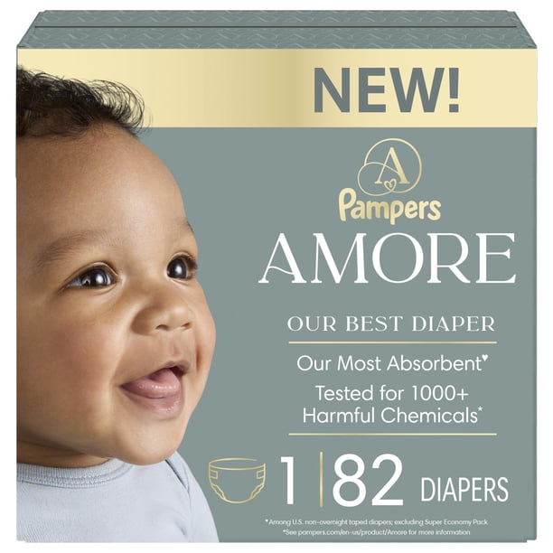Pañales Pampers Amore talla 1 (4-6 kg) 82 unidades hipoalergénicos