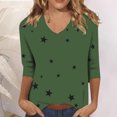 thumbnail image 2 of Yigetop Womens 3/4 Sleeve T Shirts, Women's Fashion Casual Print Three Quarter Sleeve Top T Shirt Quarter Length Sleeve Tops for Women Green L, 2 of 9