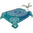 thumbnail image 2 of Teal Blue Boho Table Cloth Waterproof Tablecloths, Retro White Rustic Flower Ethnic Pattern Tablecloth Dining Table Cover for Kitchen Party Tabletop Outdoor, Rectangle Tablecloth 52x70 Inch, 2 of 9