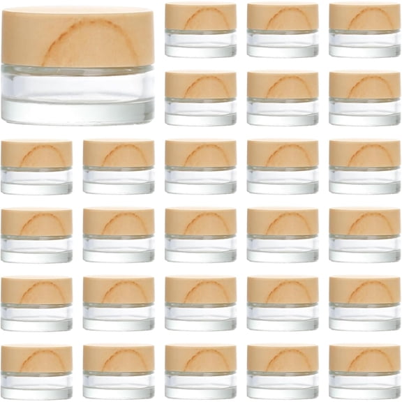 32 Pcs 5 Gram Glass Cosmetic Jars with Lids, Glass Cosmetic Containers, Refillable, Empty Sample Bottles for Lotions, Eye Cream, Balms, DIY Beauty