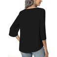thumbnail image 3 of 2023 Summer Women Casual Shirt, V-neck Loose Tunic Top For Leggings, Split 3/4 Sleeves Chiffon Blouse, 3 of 3