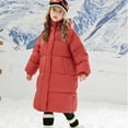 thumbnail image 4 of XIMIN Kid Girls Full Length Long Puffer Down Coat Zip Parka Removable Hood Buttoned Slit Hem Thickened Quilted Padded Jacket Winter Warm Outerwear, 4 of 9
