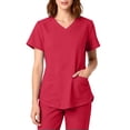 thumbnail image 3 of Scrub Top for Women – Breathable 4-Way Stretch V-Neck Top with Multiple Pockets Red M, 3 of 4