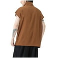 thumbnail image 3 of Molidfa Mens Tank Tops Casual Solid Sleeveless Shirts Brown Cowl Neck Ice Silk Tank Tops for Men, 3 of 3