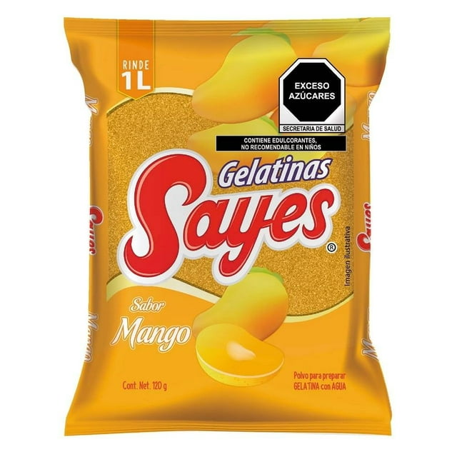 Polvo para preparar gelatina Sayes con agua sabor mango 120 g