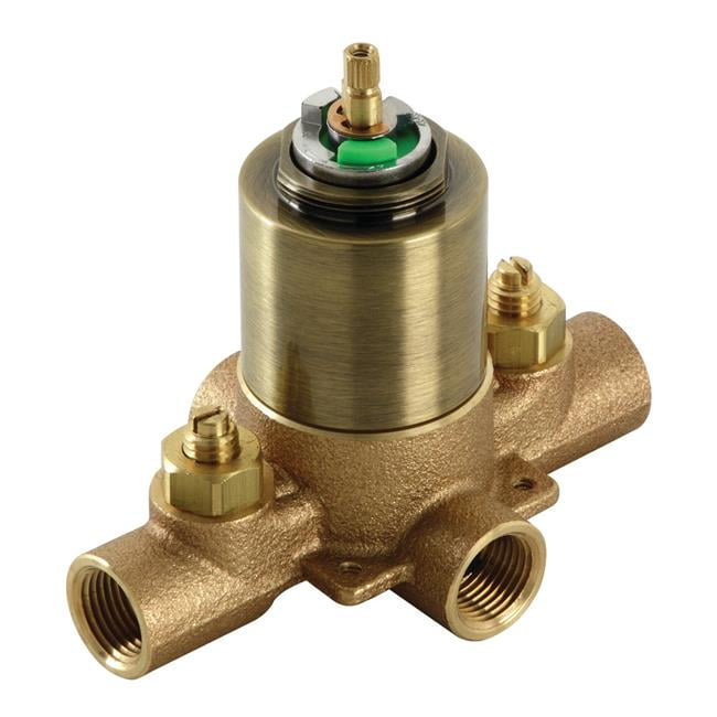 Pressure Balanced RoughIn Tub & Shower Valve with Stops, Antique Brass