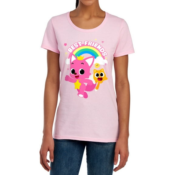 Pinkfong and Ninimo Best Friends Women's T Shirt, Pink, Medium