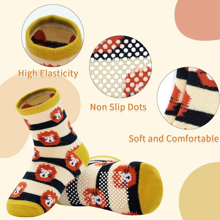 Elutong Toddler Grip Socks 15-Pack with Cartoon Designs photo 2