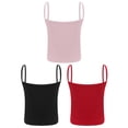 thumbnail image 4 of Miutii Girls Ribbed Camisole Cotton Cami 3 Pack Kids Basci Tank Undershirt Sleeveless Dance Crop Top Black&Red&Pink M, 4 of 8