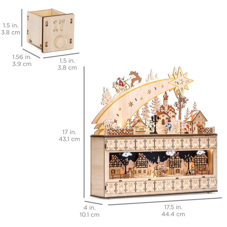 Best Choice Products Wooden Christmas Advent Calendar, Shooting Star w/  Battery-Operated LED Light Background - Walmart.com