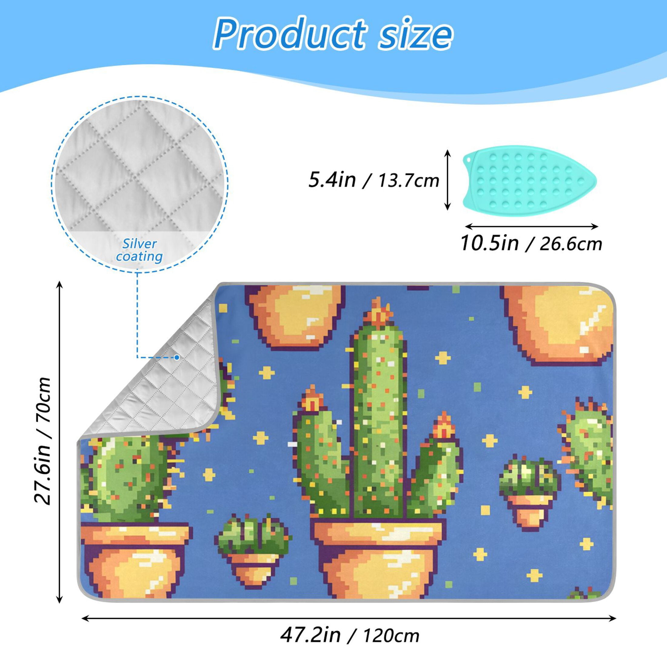 Cactus Pixel Style Ironing Mat Blanket Portable Travel Ironing Pad Heat Resistant Pad 47.2" x 27.6”