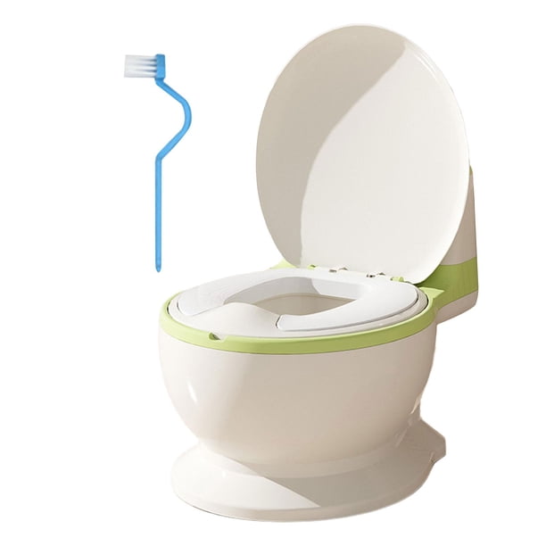 Orinal de entrenamiento para ir al baño Incluye cepillo de limpieza con protección contra derrames Orinal antideslizante Asiento de PVC verde