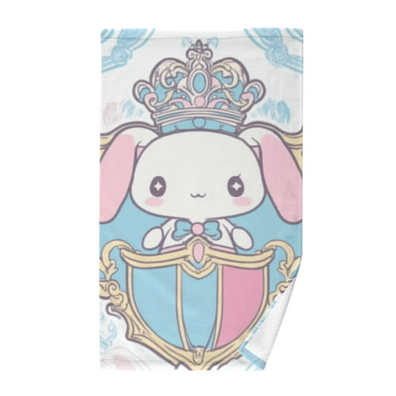 Cotton Bath Towels Soft Face Towel Absorbent Quick Dry Cinnamoroll with Crown and Shield. 16"x28"