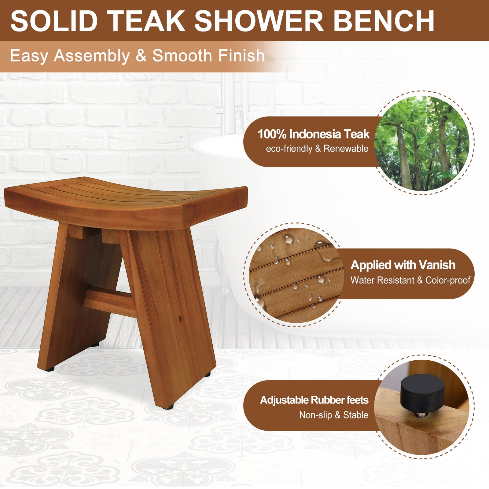 Eco decor teak online shower bench