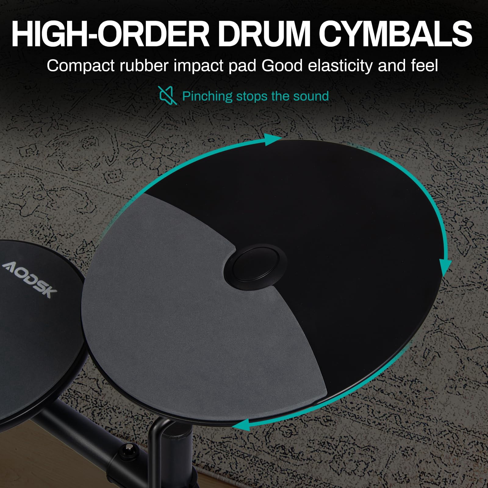 AODSK Electric Drum Set for Beginners with 4 Quiet Pads – 200+ Sounds, 2 Switch Pedals, Foldable Frame, Includes Throne, Sticks & Headphones