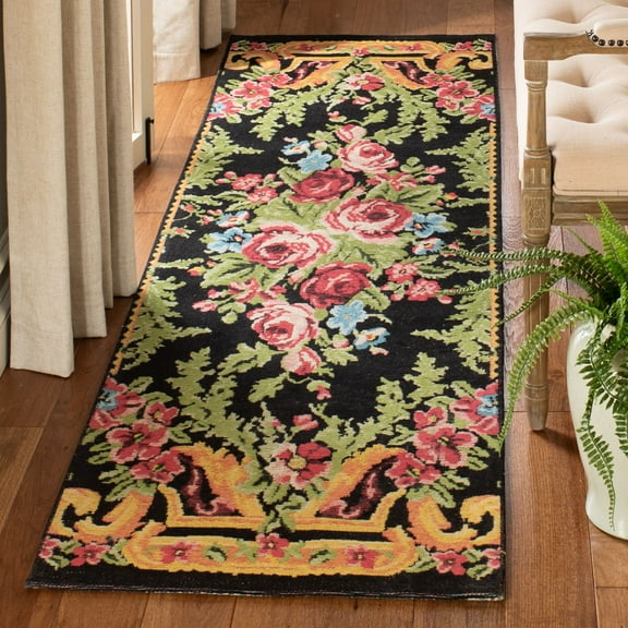 Safavieh CLV-CLASSIC VINTAGE, BLACK / ROSE, 2'-3" X 8', Area Rug