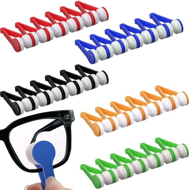Mini Sun Glasses Eyeglass Microfiber Cleaner Glasses Soft Cleaner Tool Glasses Accessories Spectacles Cleaner Brush Cleaning Tool Eyeglasses Cleaner Microfiber Cleaning Clip, 5 Colors (30)