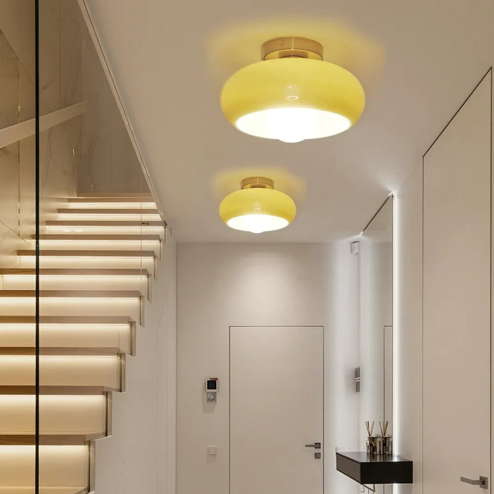 UEEYAC French Medieval Minimalist Bedroom Egg Tart Shaped Ceiling Light