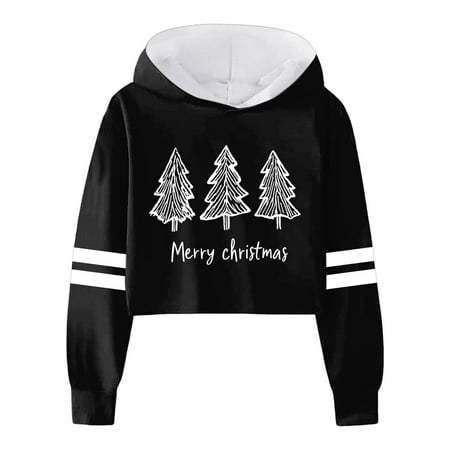 Christmas Girls Boys Hoodie Graphic Hoodie Long Sleeve Sweatshirt Tops with Pocket classic Christmas Hoodies Christmas Sweatshirt 12-13 Years