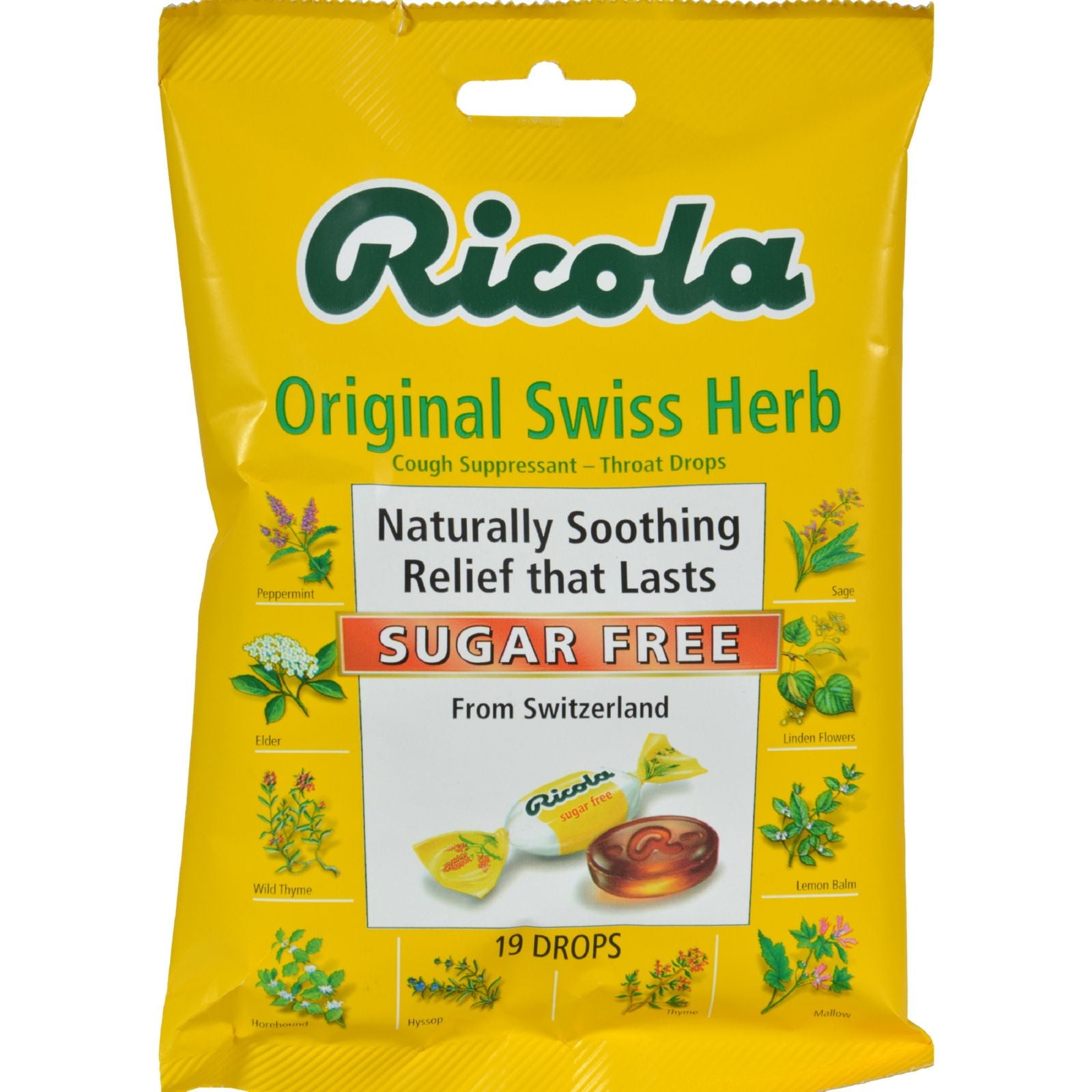Ricola Sugar Free Original Swiss Herb Cough Drops, 19 Count (Pack of 2)