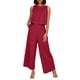 thumbnail image 1 of Conjunto de dos piezas de lino de color liso para mujer: top corto sin mangas con botones y pantalones de pierna ancha, tejido transpirable para el verano, 1 of 8