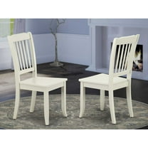 East West Furniture Danbury 11" Wood Dining Chairs in Linen White (Set of 2)