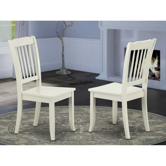 East West Furniture Danbury 11" Wood Dining Chairs in Linen White (Set of 2)