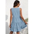 thumbnail image 3 of Women's sleeveless tiered V neck dress with button front solid pattern 100% Polyester fabric mini length easy care, 3 of 8