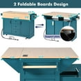 thumbnail image 3 of JESTOP 55.7" Large Kitchen Cart Island on Wheels Foldable Dining Table with 2 Drop Leaf, Power Outlet, 3 Drawers, Wood Storage Cabinet, 3 of 8