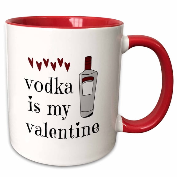3drose, Vodka Is My Valentine, 15oz Two-tone Red Mug