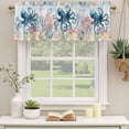 thumbnail image 3 of 2 Pack Valances for Windows, Coastal Nautical Octopus Window Valances for Living Room/Bedroom/Bathroom, Oceans Corals Starfish Jellyfish Light Filtering Kitchen Curtain Valance 42"W x18" L, 3 of 9