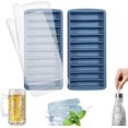 thumbnail image 1 of (Juego de 2, azul) Paquete de 2 bandejas de silicona para cubitos de hielo, fácil liberación, apilables con tapa, 10 cavidades, ideal para deportes y botellas de agua, 1 of 5