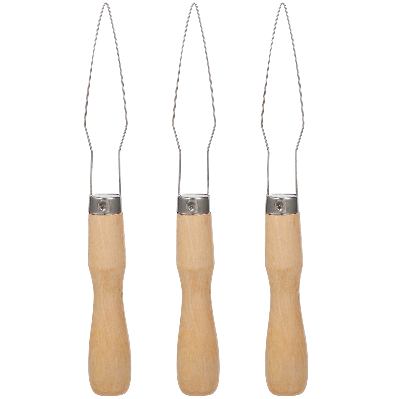 3pcs Wooden Handle Stainless Steel Button Hook Helper Grip Button Hook